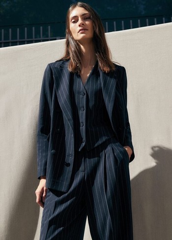 Phase Eight Pia Pinstripe Coats Navy USA | 9743620-CP